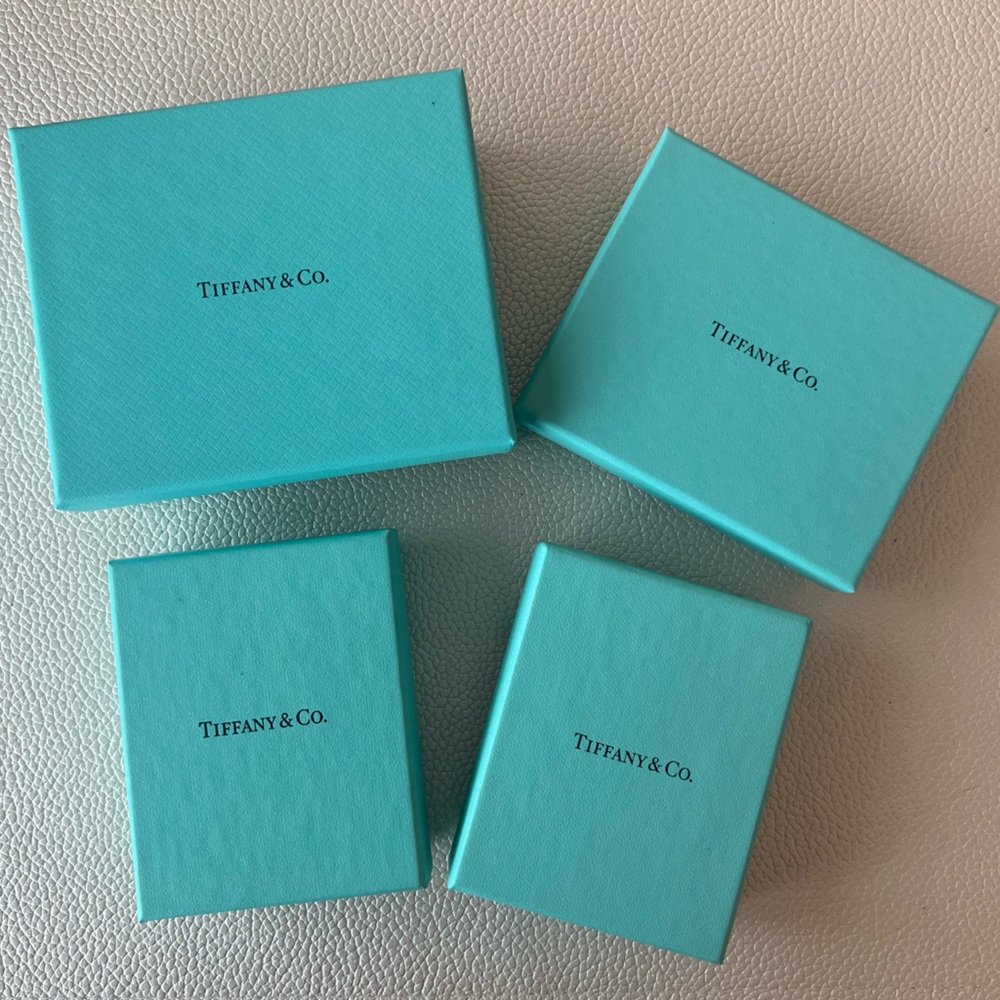 Tiffany gift boxes seen in picture.